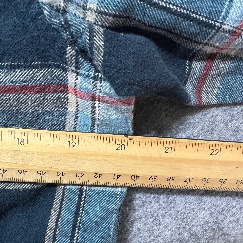 Red Head Plaid Flannel Shirt Mens Medium Blue Red Long‎ Sleeve Cotton - Picture 4 of 6